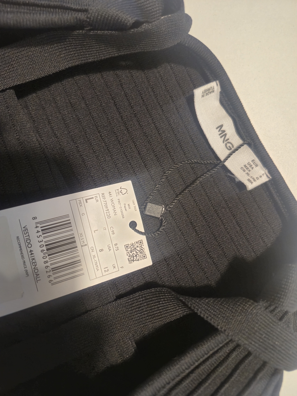 Mango Black Ribbed Bodycon Mini Dress - Picture 9 of 9